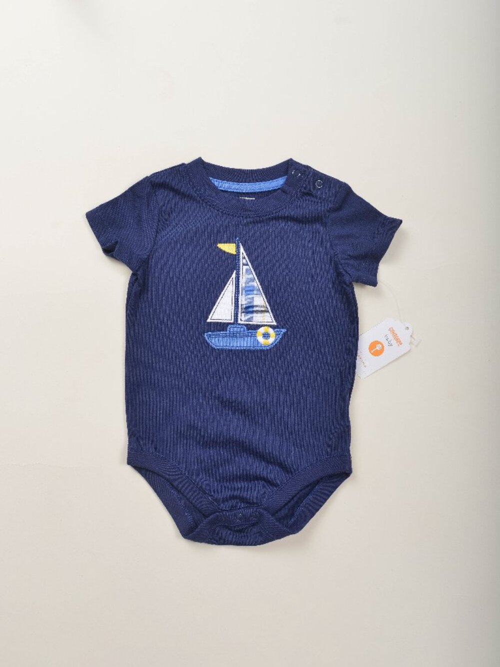 Gymboree Navy Blue Cotton Sailboat Onesie Bodysuit Baby Boy 3-6 month
